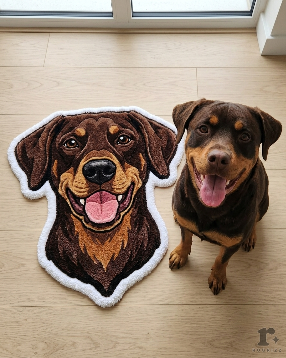 Personalised Rottweiler Tufted Rug | Premium Handmade Dog Rug | Luxury Pet Lover Gift | RugRizz