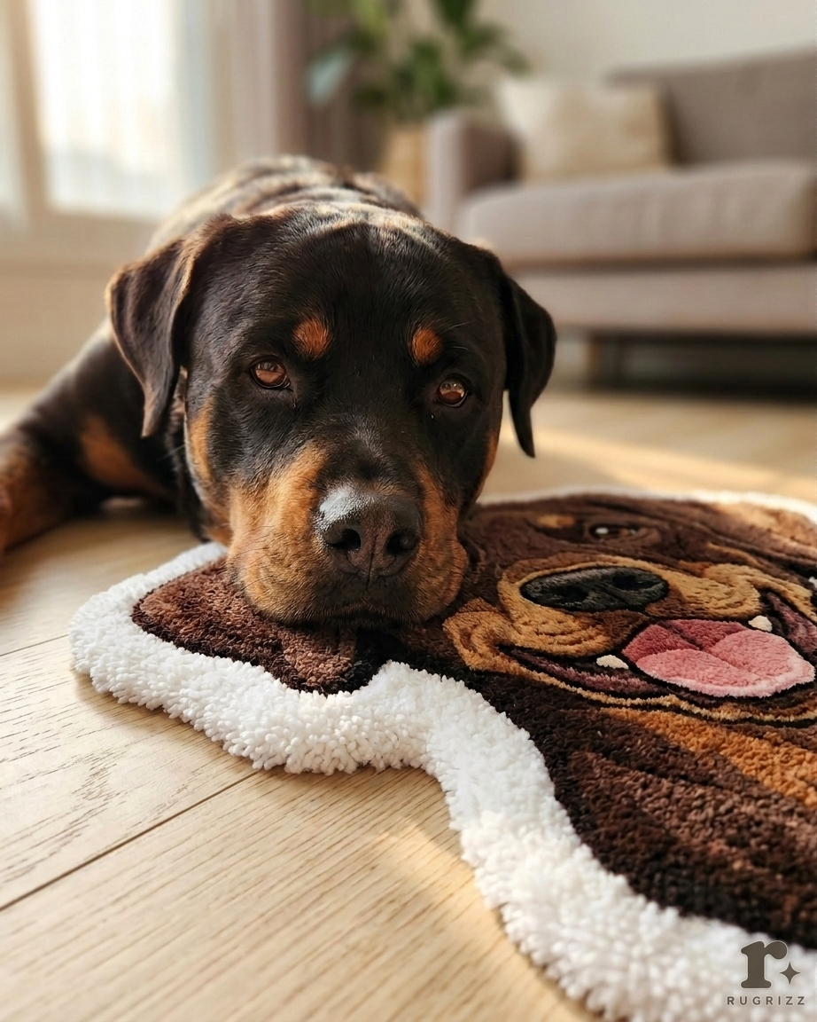 Personalised Rottweiler Tufted Rug | Premium Handmade Dog Rug | Luxury Pet Lover Gift | RugRizz