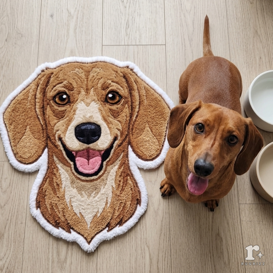 Personalised Miniature Dachshund Tufted Rug | Premium Handmade Dog Rug | Luxury Pet Lover Gift | RugRizz