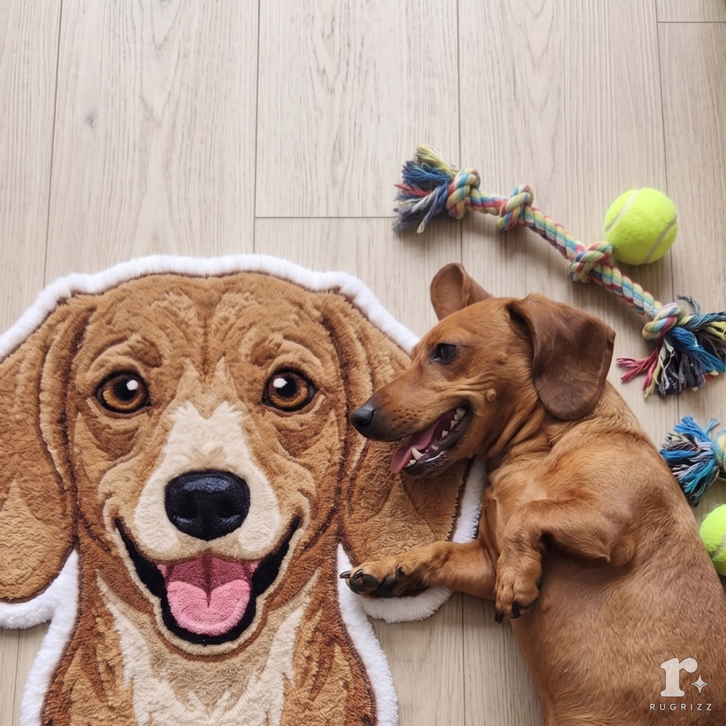 Personalised Miniature Dachshund Tufted Rug | Premium Handmade Dog Rug | Luxury Pet Lover Gift | RugRizz